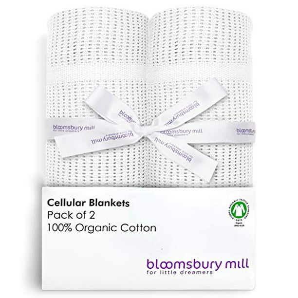 Cellular Baby blanket 100% Pure Organic Cotton Twin Pack Bloomsbury Mill 